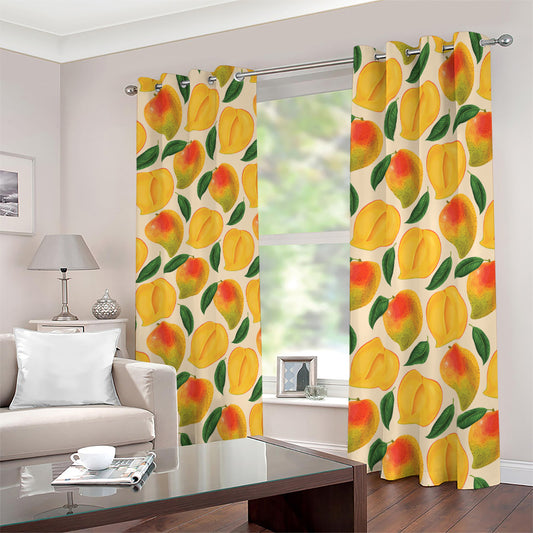 Ripe Mango Fruit Pattern Print Blackout Grommet Curtains