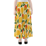 Ripe Mango Fruit Pattern Print Chiffon Maxi Skirt