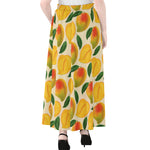 Ripe Mango Fruit Pattern Print Chiffon Maxi Skirt