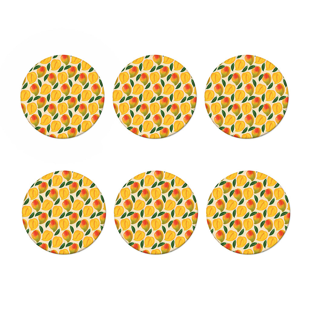 Ripe Mango Fruit Pattern Print Coaster Set