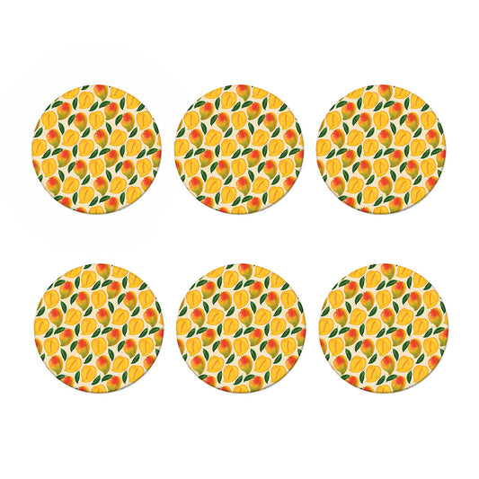Ripe Mango Fruit Pattern Print Coaster Set