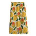 Ripe Mango Fruit Pattern Print Cotton Front Slit Maxi Skirt