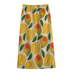Ripe Mango Fruit Pattern Print Cotton Front Slit Maxi Skirt