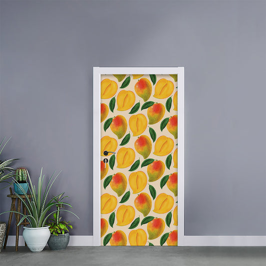 Ripe Mango Fruit Pattern Print Door Sticker