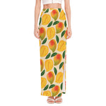 Ripe Mango Fruit Pattern Print High Slit Maxi Skirt