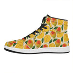 Ripe Mango Fruit Pattern Print High Top Leather Sneakers