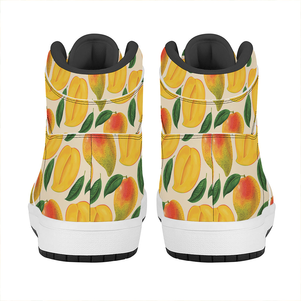 Ripe Mango Fruit Pattern Print High Top Leather Sneakers