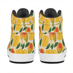 Ripe Mango Fruit Pattern Print High Top Leather Sneakers