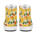 Ripe Mango Fruit Pattern Print High Top Leather Sneakers