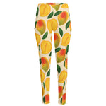 Ripe Mango Fruit Pattern Print High-Waisted Pocket Leggings