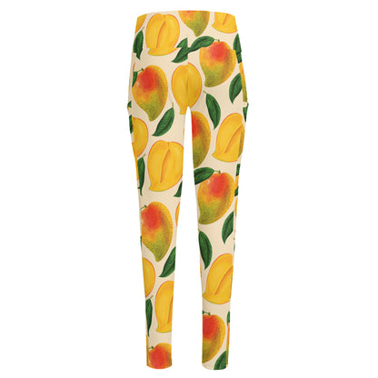 Ripe Mango Fruit Pattern Print High-Waisted Pocket Leggings