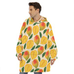 Ripe Mango Fruit Pattern Print Hoodie Blanket