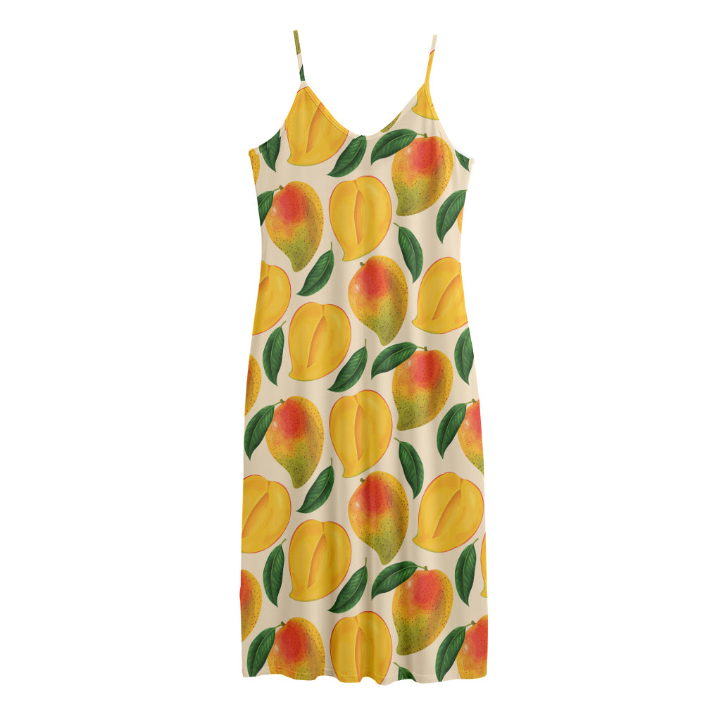 Ripe Mango Fruit Pattern Print Jersey Midi Cami Dress