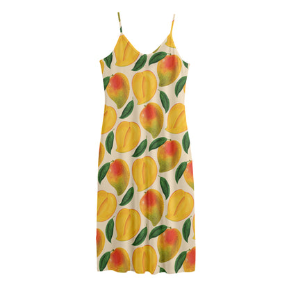 Ripe Mango Fruit Pattern Print Jersey Midi Cami Dress