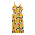 Ripe Mango Fruit Pattern Print Jersey Midi Cami Dress