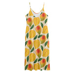 Ripe Mango Fruit Pattern Print Jersey Midi Cami Dress