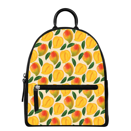 Ripe Mango Fruit Pattern Print Leather Backpack