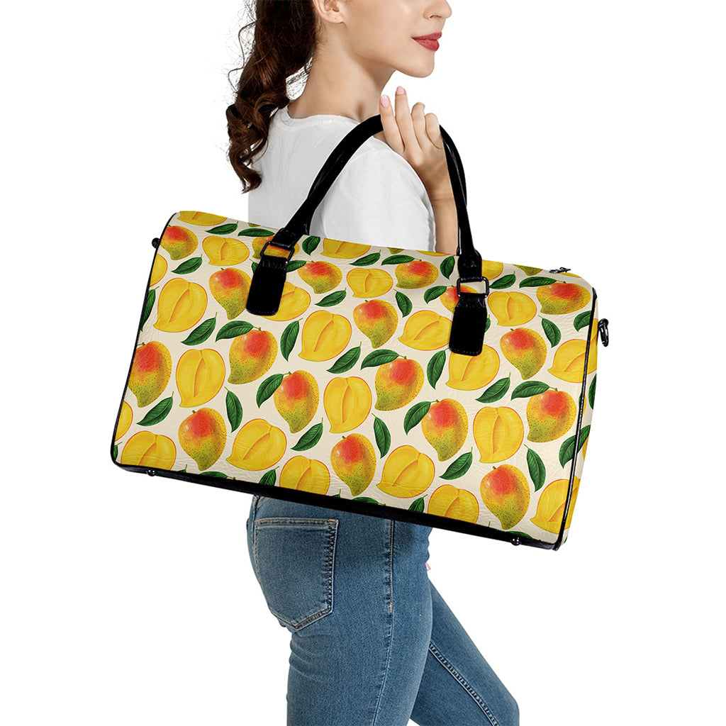 Ripe Mango Fruit Pattern Print Leather Duffle Bag