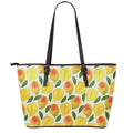 Ripe Mango Fruit Pattern Print Leather Tote Bag With Zipper