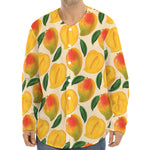 Ripe Mango Fruit Pattern Print Long Sleeve Baseball Jersey