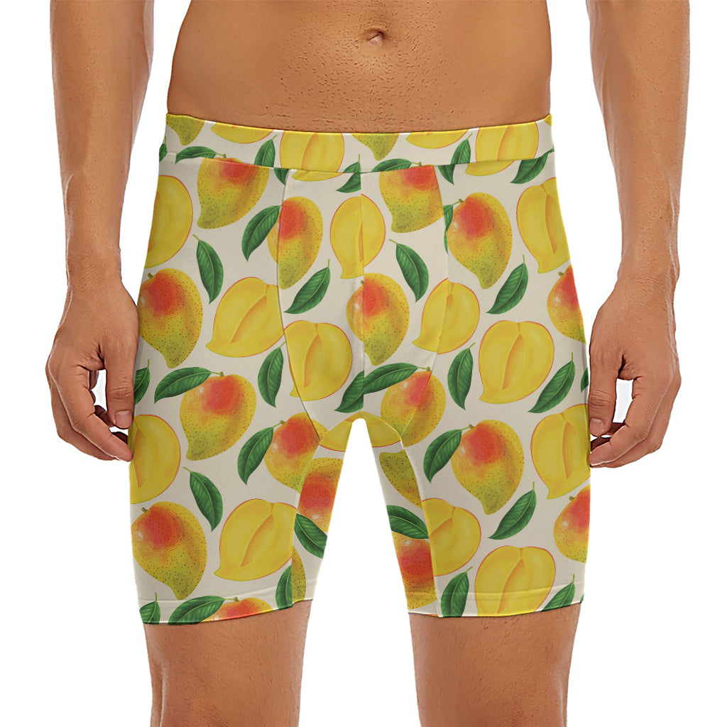 Ripe Mango Fruit Pattern Print Men's Long Boxer Briefs