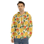 Ripe Mango Fruit Pattern Print Men's Velvet Pullover Hoodie
