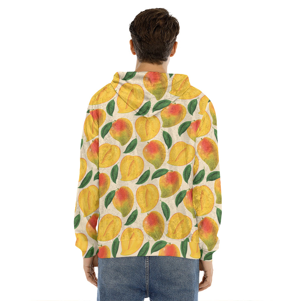 Ripe Mango Fruit Pattern Print Men's Velvet Pullover Hoodie