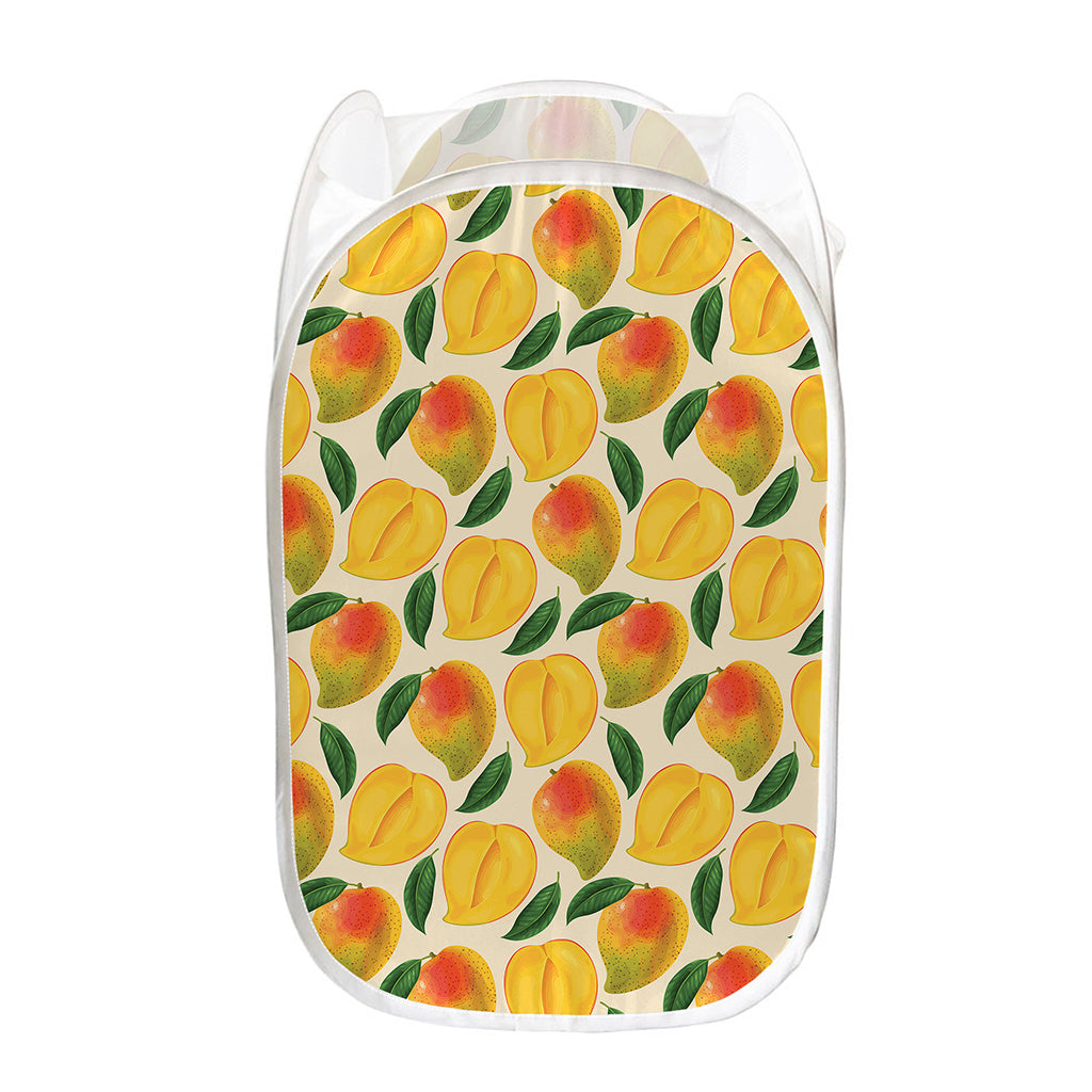 Ripe Mango Fruit Pattern Print Mesh Laundry Hamper