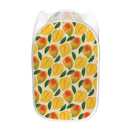 Ripe Mango Fruit Pattern Print Mesh Laundry Hamper