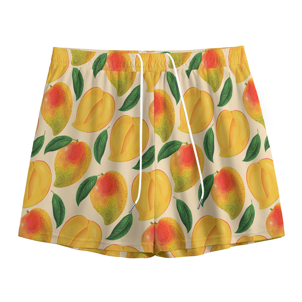 Ripe Mango Fruit Pattern Print Mesh Shorts