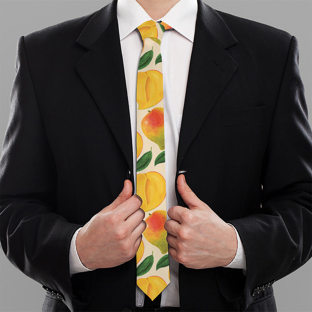 Ripe Mango Fruit Pattern Print Necktie