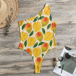 Ripe Mango Fruit Pattern Print One Shoulder Bodysuit