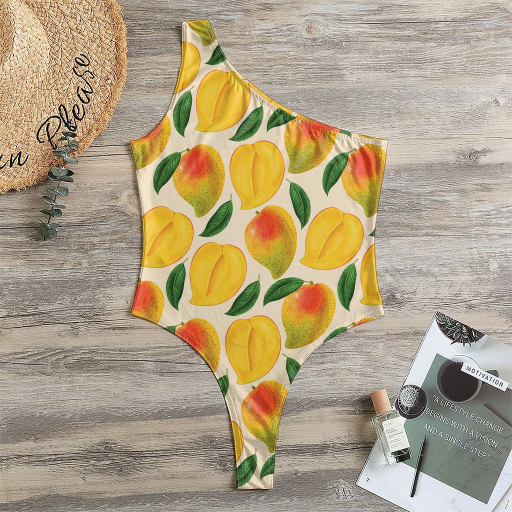 Ripe Mango Fruit Pattern Print One Shoulder Bodysuit