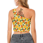 Ripe Mango Fruit Pattern Print One Shoulder Crop Top