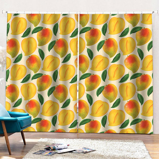 Ripe Mango Fruit Pattern Print Pencil Pleat Curtains