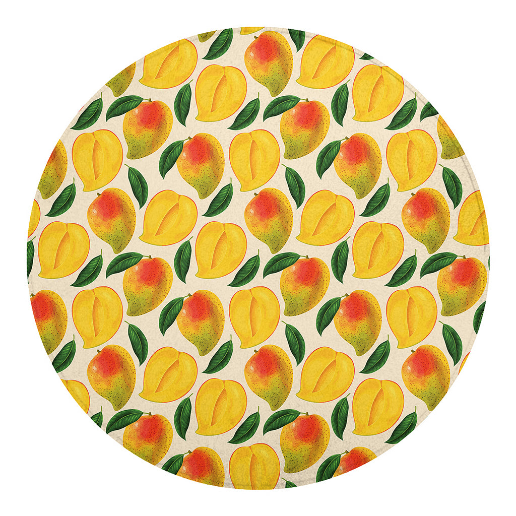 Ripe Mango Fruit Pattern Print Round Blanket