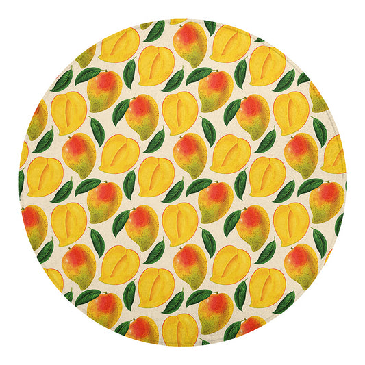 Ripe Mango Fruit Pattern Print Round Blanket