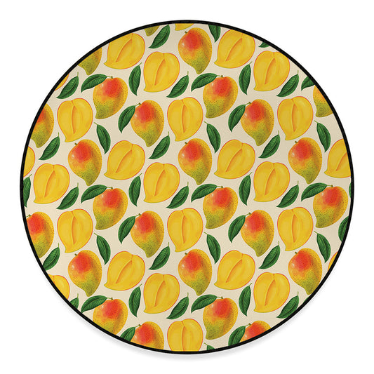 Ripe Mango Fruit Pattern Print Round Floor Mat