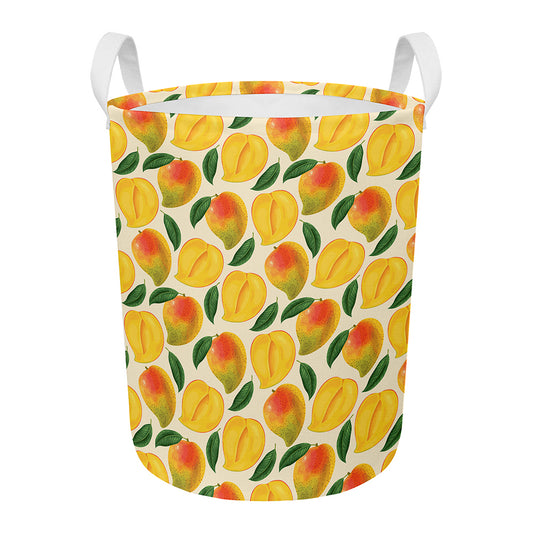 Ripe Mango Fruit Pattern Print Round Laundry Basket