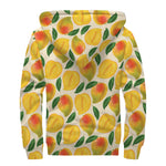 Ripe Mango Fruit Pattern Print Sherpa Lined Zip Up Hoodie