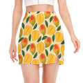 Ripe Mango Fruit Pattern Print Side Slit Mini Skirt