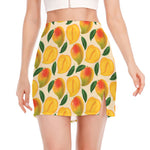 Ripe Mango Fruit Pattern Print Side Slit Mini Skirt