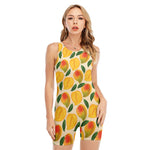 Ripe Mango Fruit Pattern Print Sleeveless One Piece Swimsuit