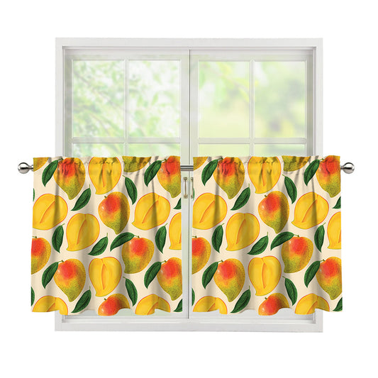 Ripe Mango Fruit Pattern Print Tier Curtains
