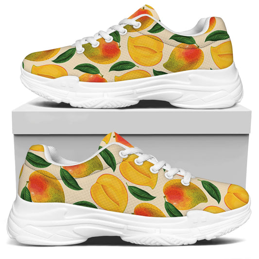 Ripe Mango Fruit Pattern Print White Chunky Shoes