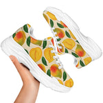 Ripe Mango Fruit Pattern Print White Chunky Shoes
