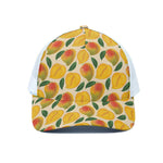 Ripe Mango Fruit Pattern Print White Mesh Trucker Cap