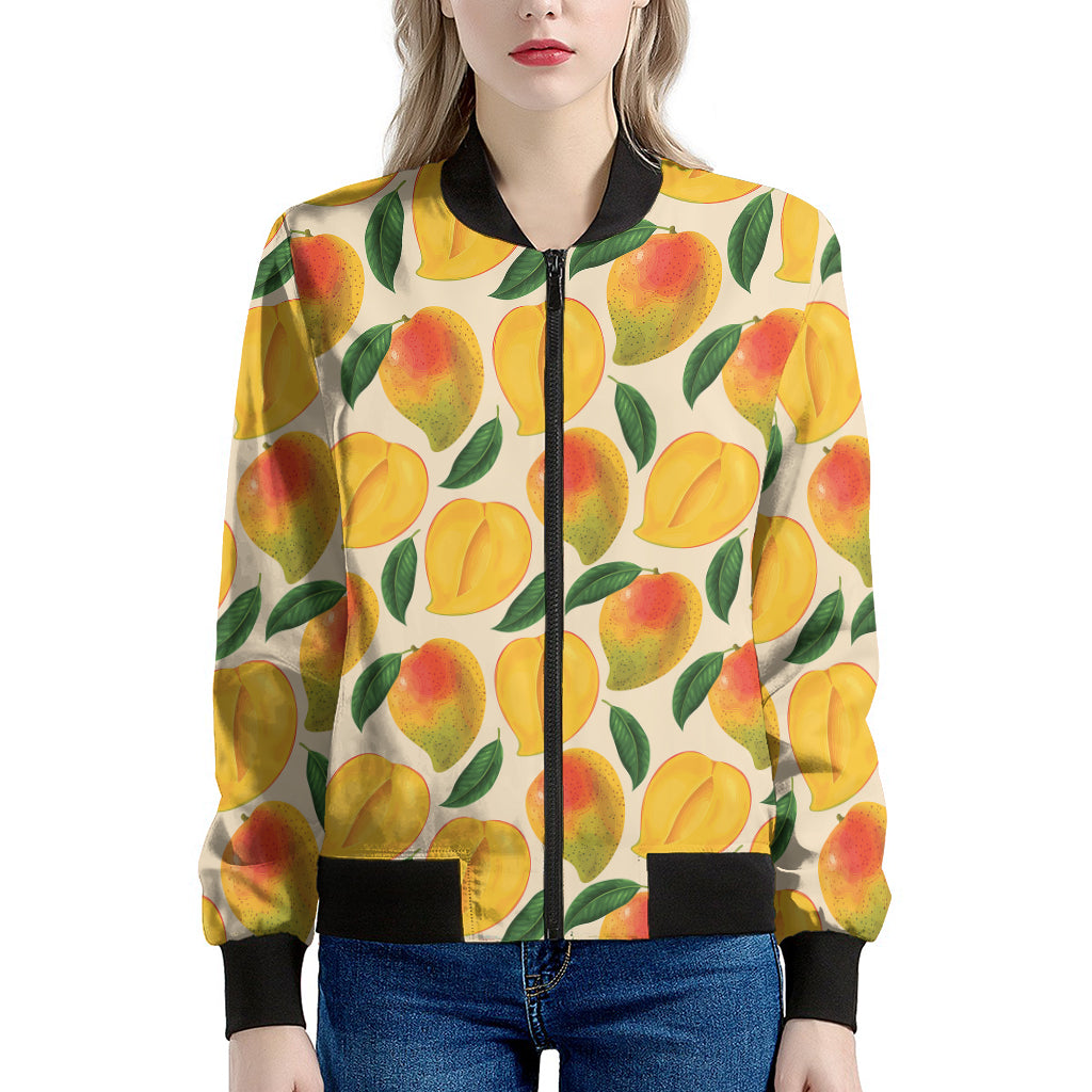 Ripe Mango Fruit Pattern Print Women's Bomber Jacket