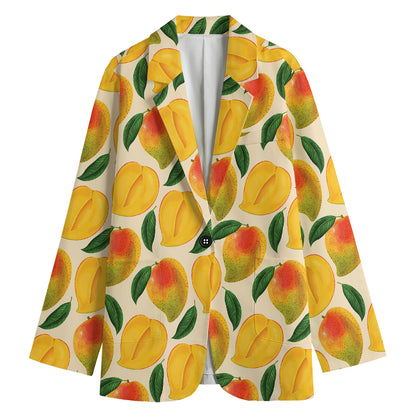 Ripe Mango Fruit Pattern Print Women's Cotton Blazer