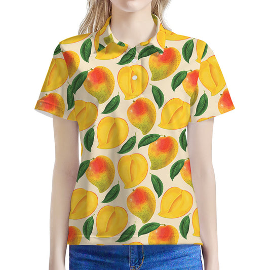 Ripe Mango Fruit Pattern Print Women's Polo Shirt